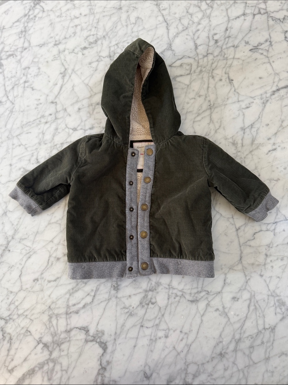 Hanna Andersson Corduroy lined hooded jacket Shacket 12-18 Mo